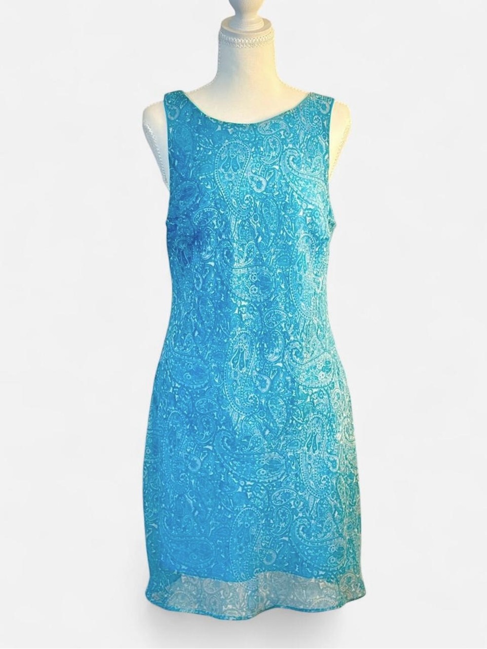 All That Jazz Turquoise Paisley Sheer Overlay Dress